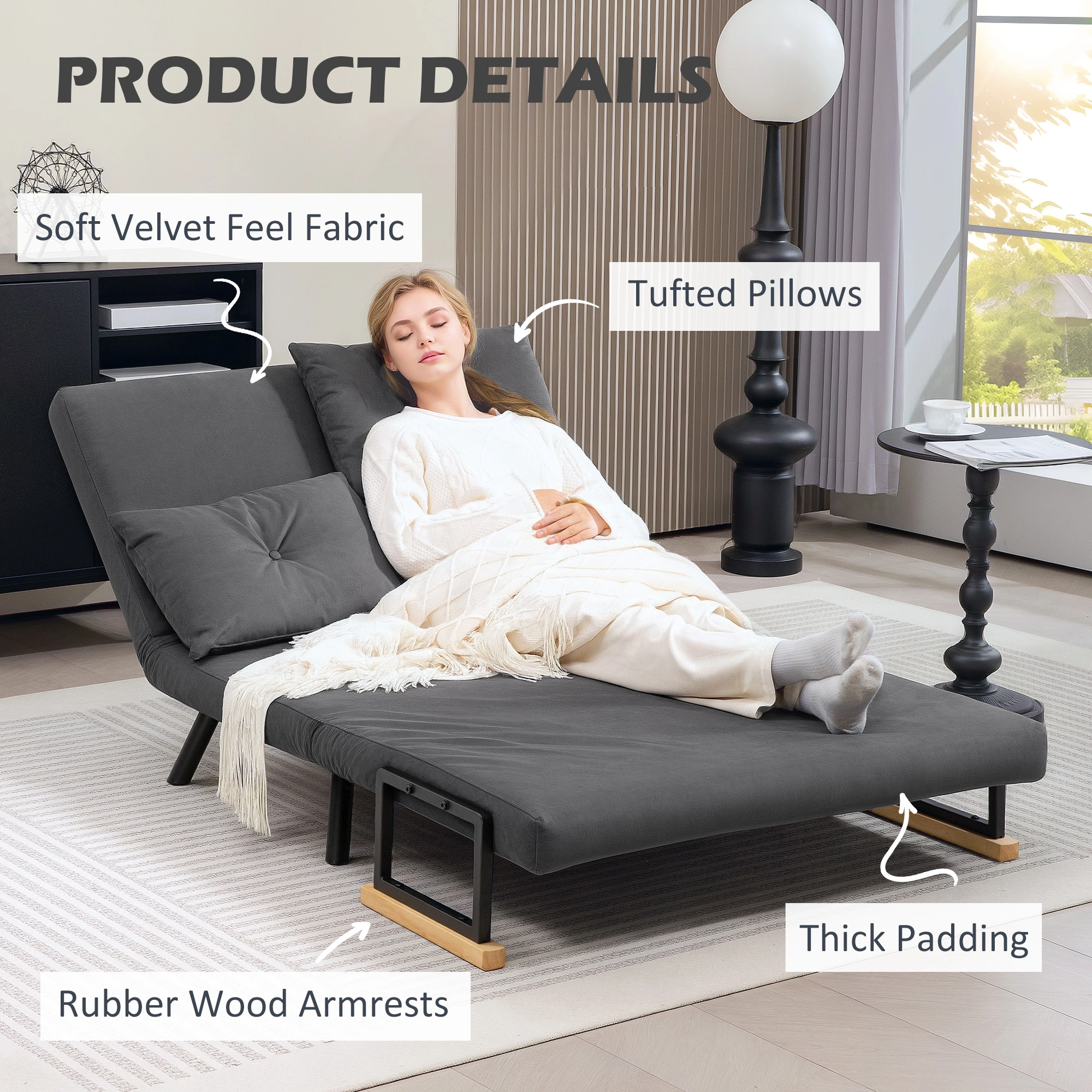 Accent Sofa Chair, Upholstered Armchair Lounge Seat for Living Room Bedroom view 3