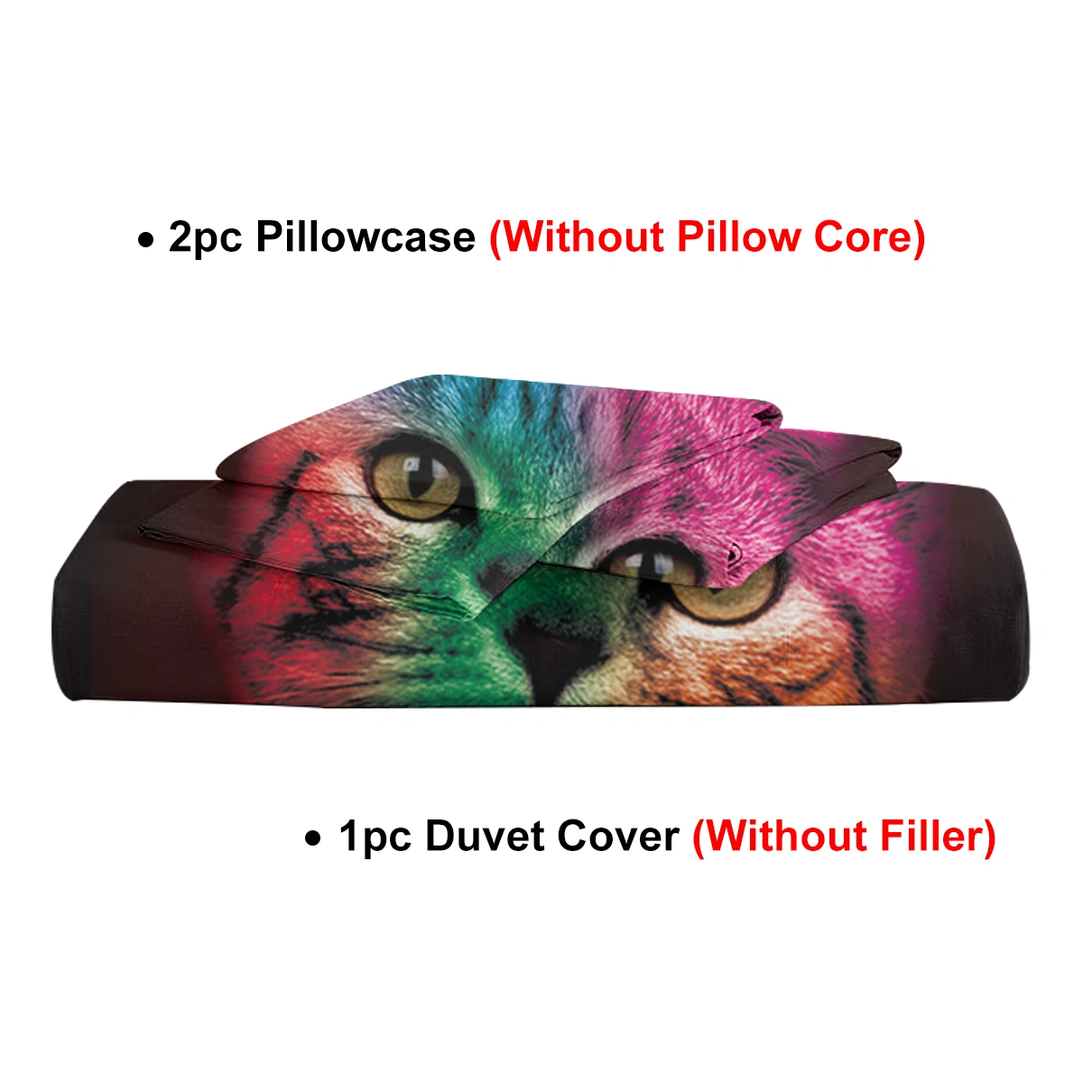 Bold Color Black Cat Pattern Duvet Cover Set 3 Piece Kids Quilt Cover Bedspread Double Bed Cute Colorful Animal Bedding Girls Boys view 4