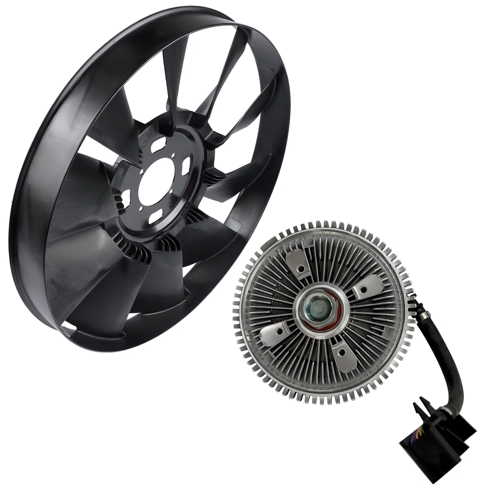Engine Cooling Fan Blade and Clutch Kit Fits for Buick Rainier Chevrolet Trailblazer GMC Envoy 2002-2009 Black view 7