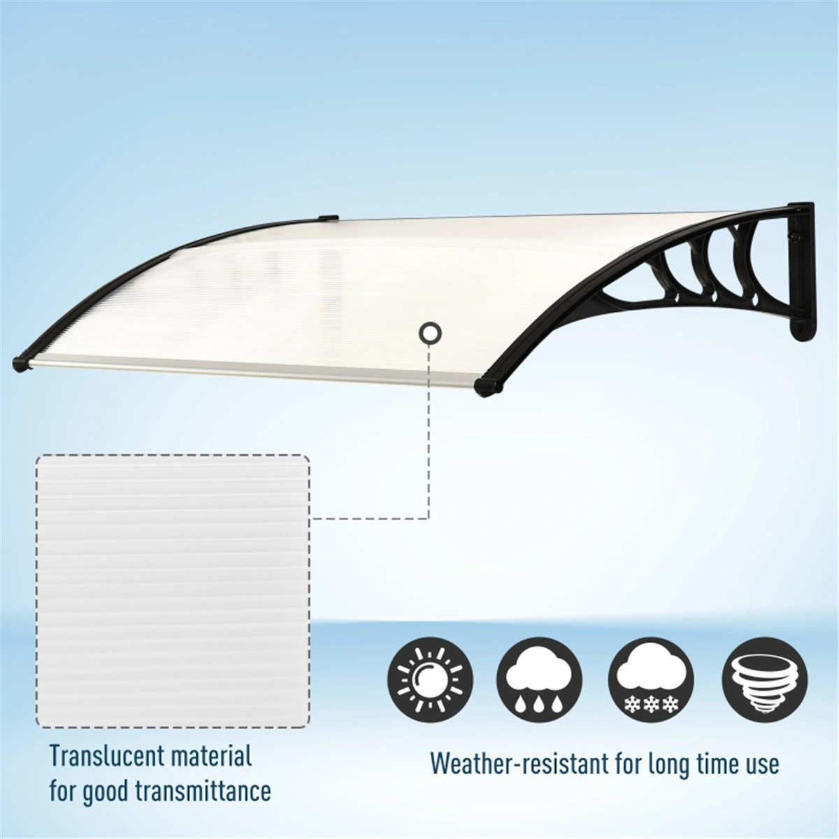Door Canopy Awning, Waterproof Entryway Rain Snow Guard with UV Protection for Front Porch view 3