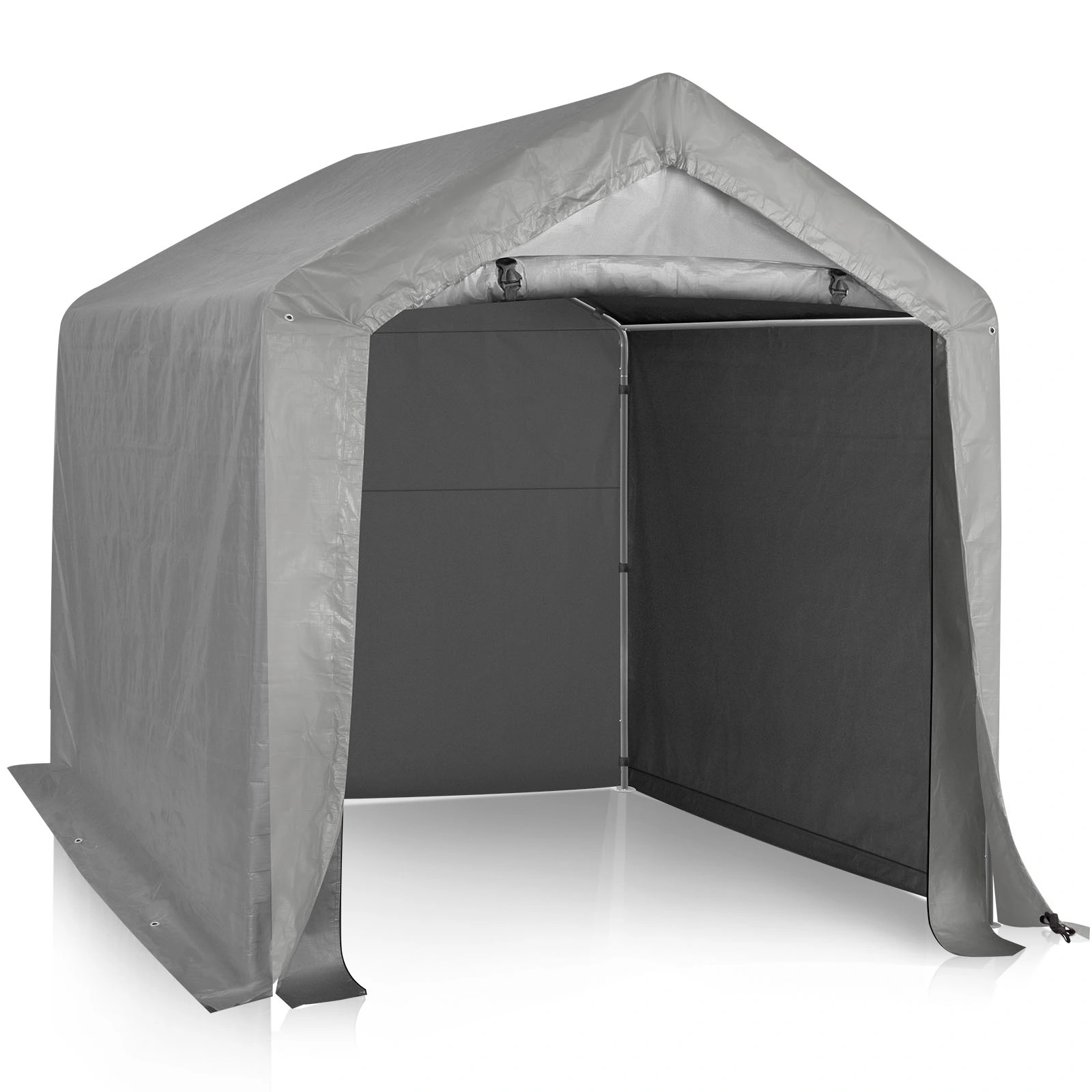 6'x6' Outdoor Storage Shelter Shed, Heavy Duty Grey Pop-up Gazebo Canopy Tent, Weather Resistant Garden Car Cover view 2