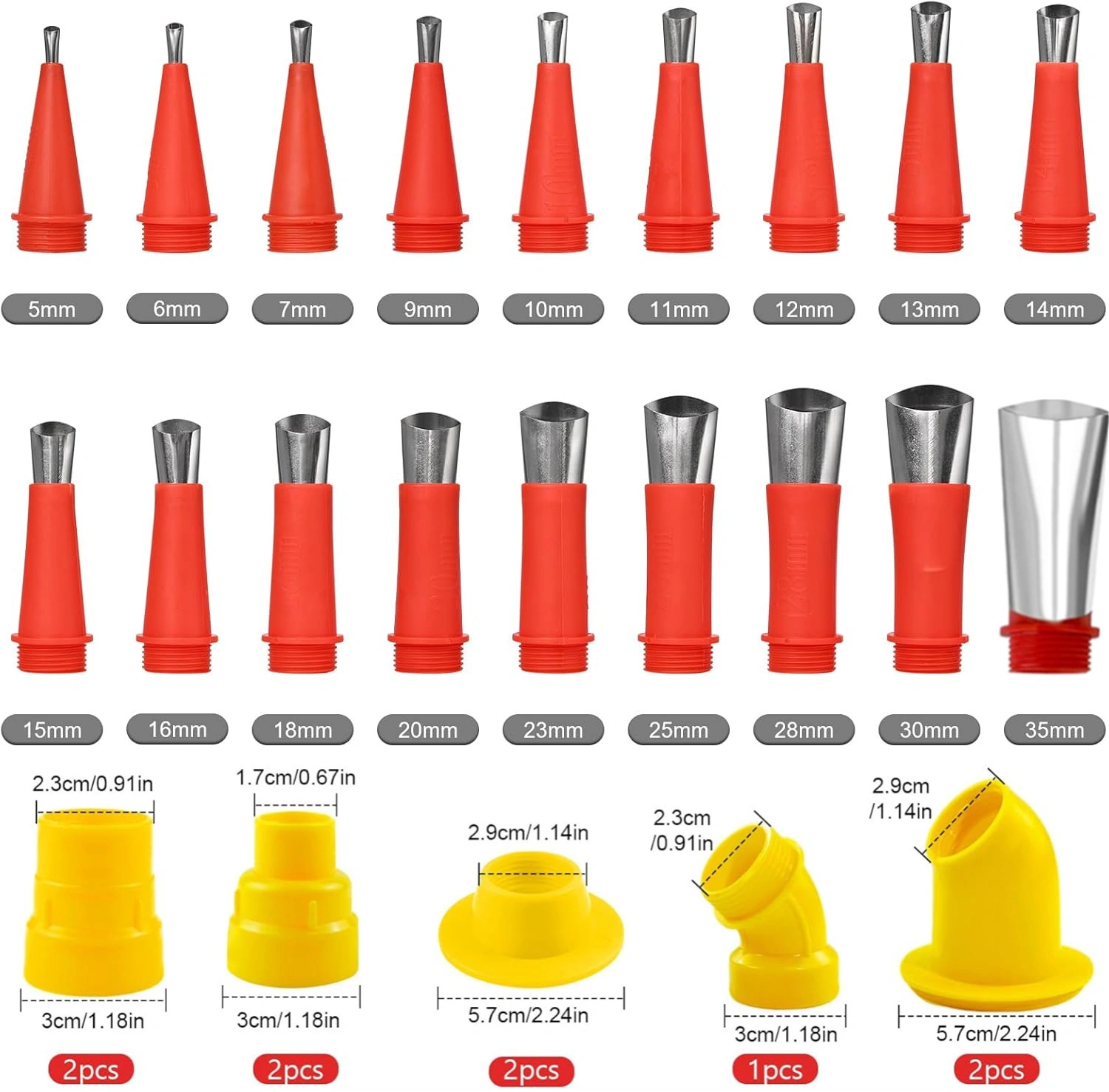 30 Pack Stainless Steel Sealant Nozzles for Silicone Adhesive Gun - Precision Dosing Tips for Caulking & Gluing view 2