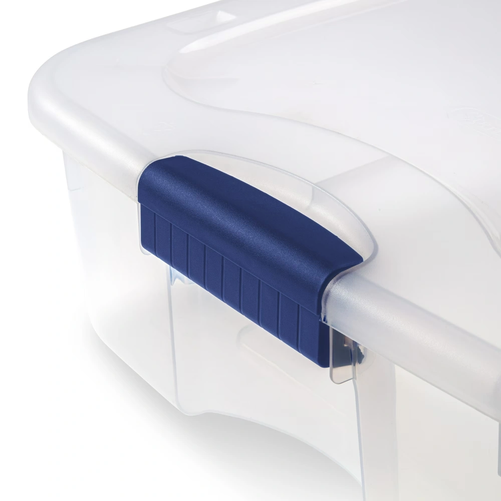 (2 pack)66 Quart Latching Underbed Wheeled Storage Bin, Clear Plastic Storage Container with Latch Lid, Blue view 5
