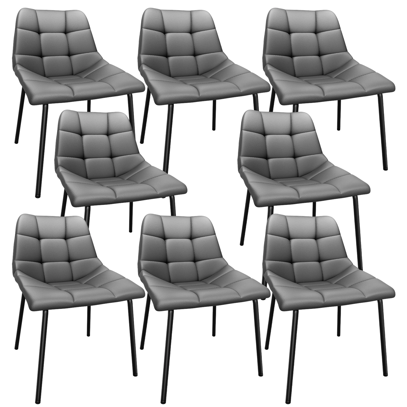 Modern Esszimmerstühle 8er Set, Kunstleder mit Hoher Rückenlehne, Gepolsterte Esstischstühle mit Metallfüßen, für Küche Wohnzimmer