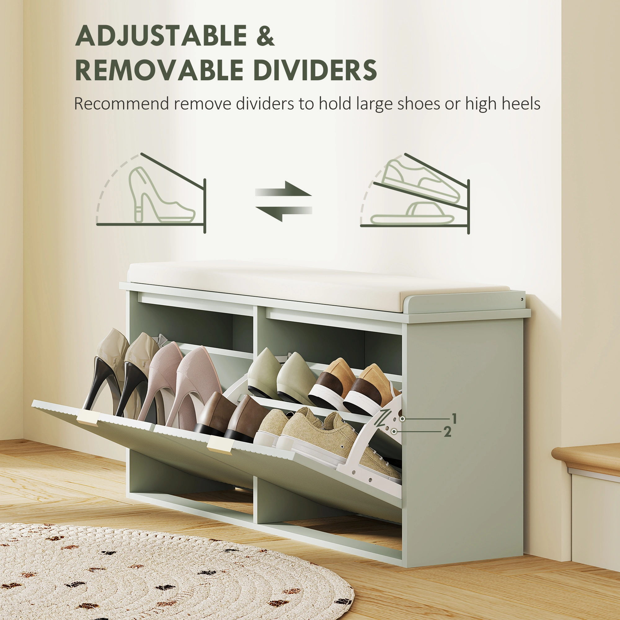 Shoe Storage Cabinet, Open Entryway Shoe Rack Organizer, Modern Hallway Storage Shelf for Living Room, Bedroom, Entryway view 5
