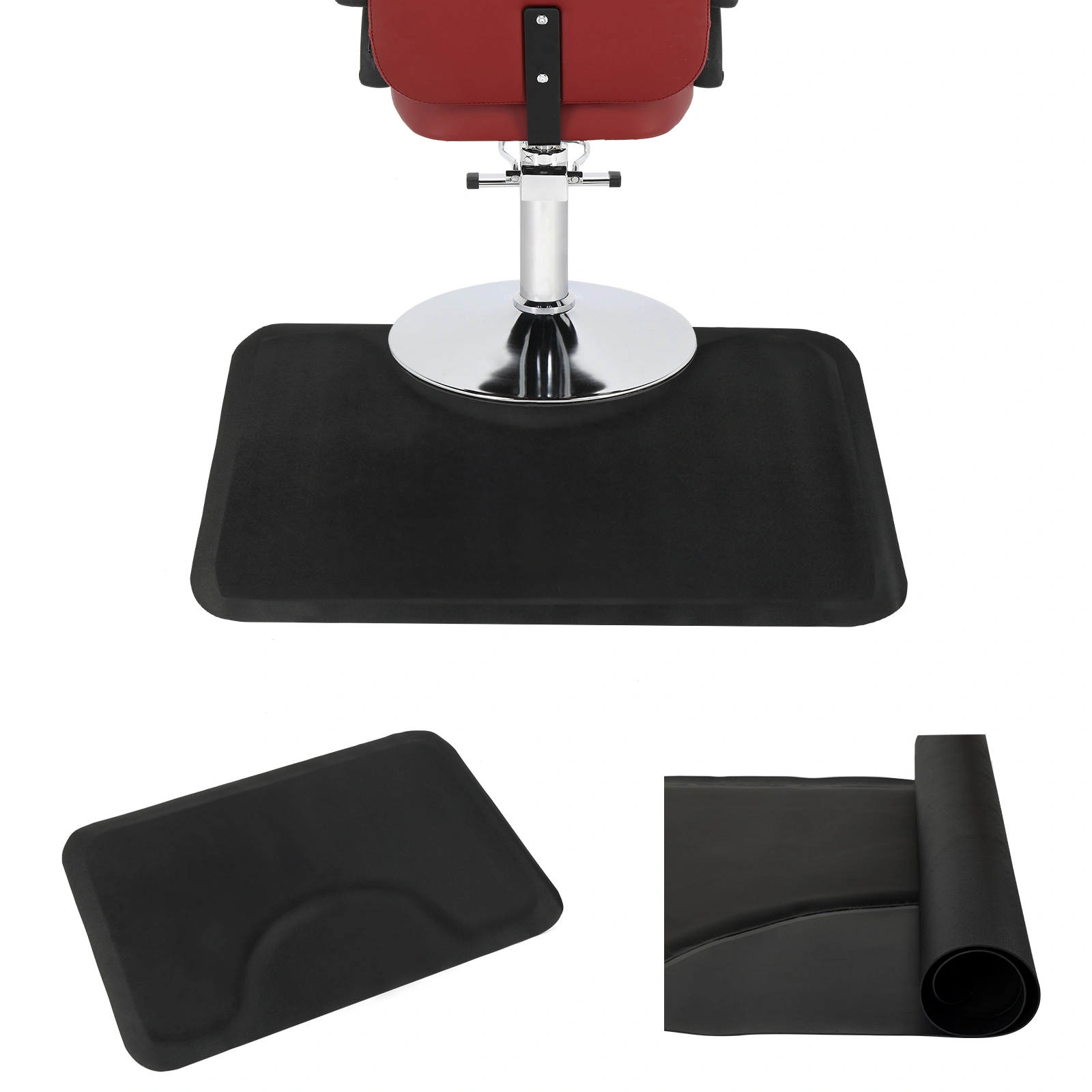 3′x 4.5′x 1/2" Beauty Salon Square Anti-fatigue Salon Mat (Square Outside And Round Inside) Black view 9