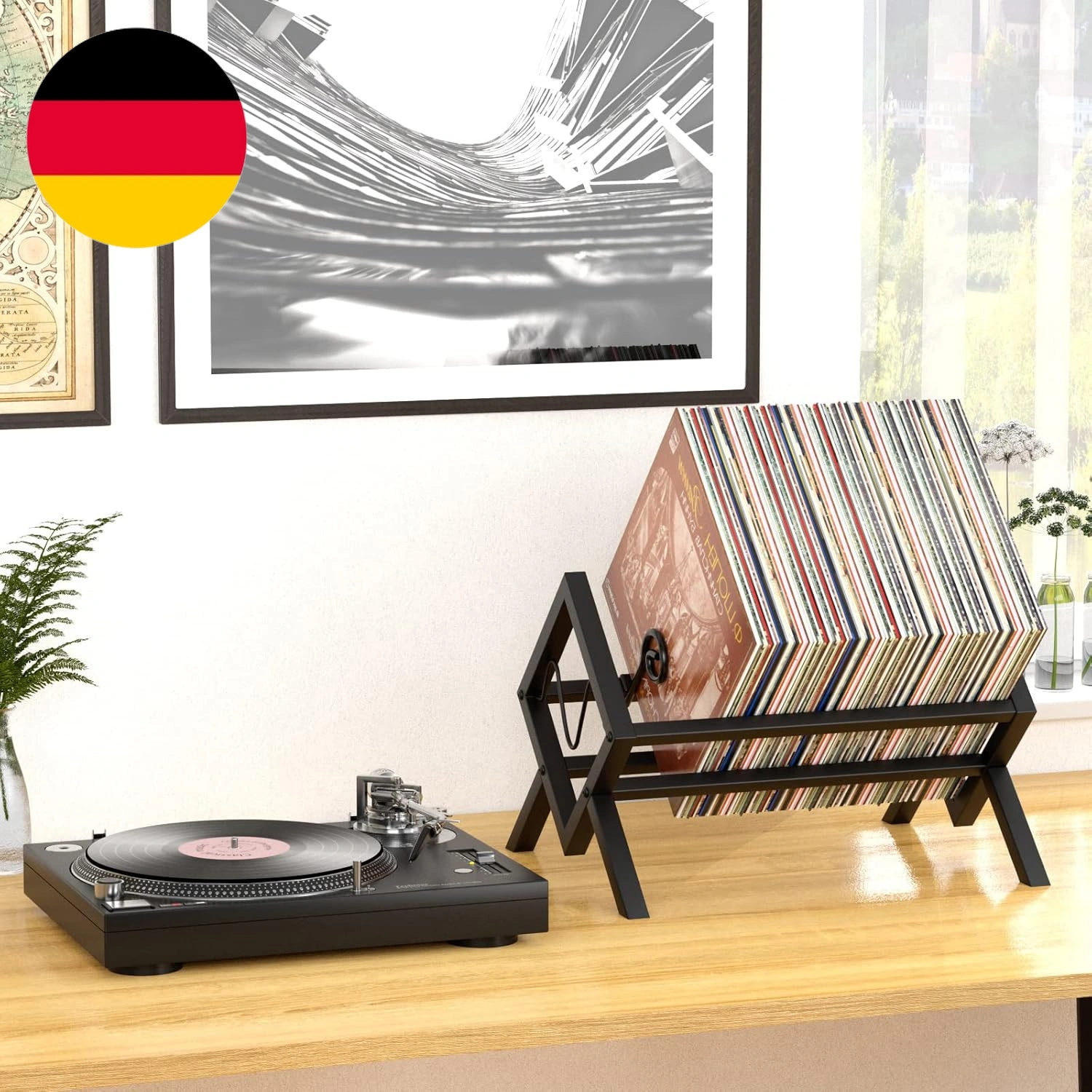 Vinyl Record Storage Rack Metal LP Record Holder 80-100 LPs Shelf Organizer