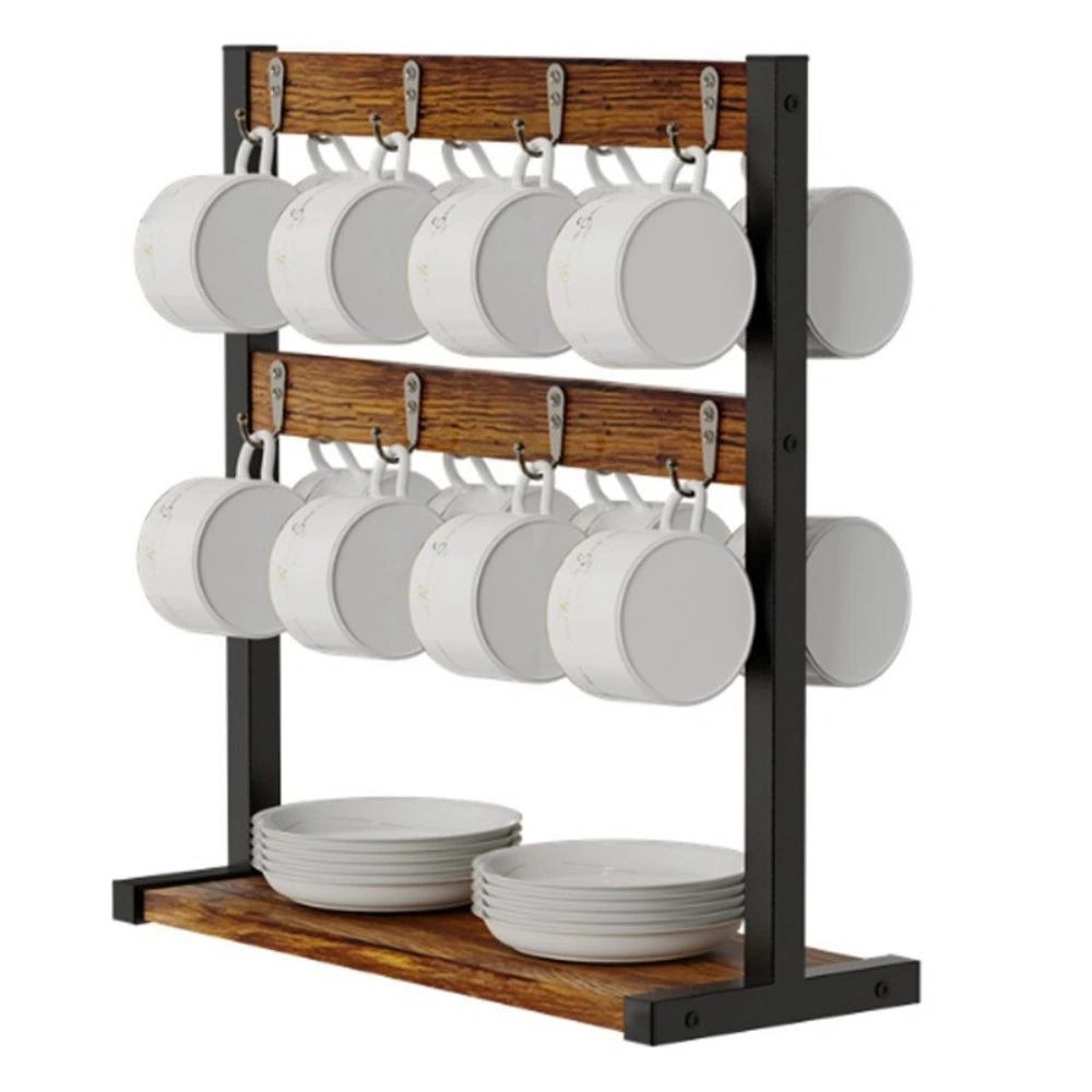 Tabletop Wood Cup Storage Rack Display Shelf Coffee Mug Holder Desk Organizer Space-Saving Storage view 4