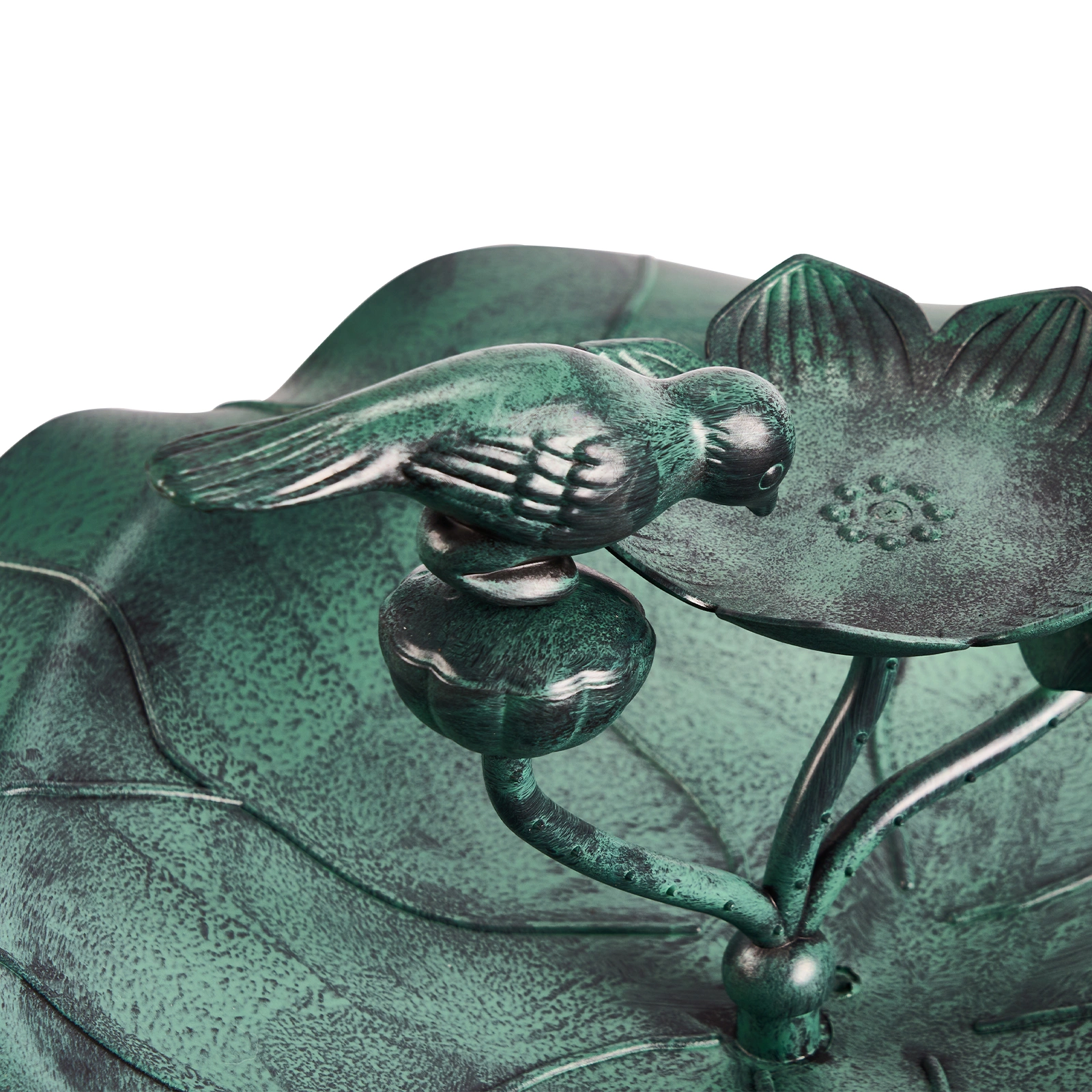 50*50*86cm Dark Green Resin Bird Bath With Lotus Edge & Feeder Tray view 8