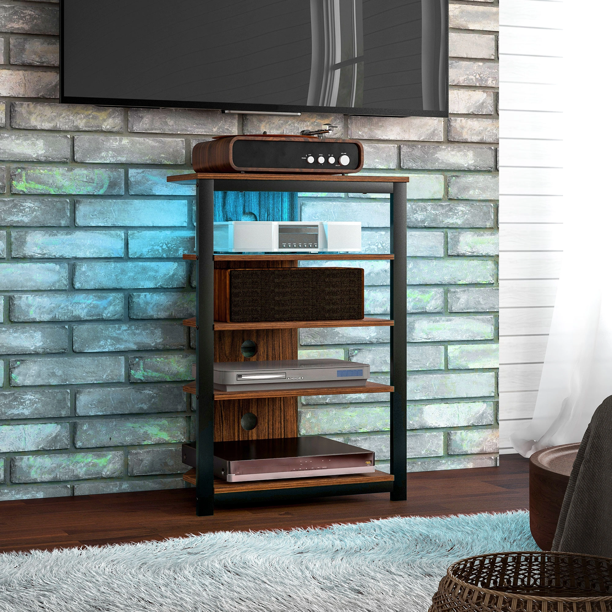TV Stand TV Cabinet Console with Storage Shelves, Modern Entertainment Center for Living Room