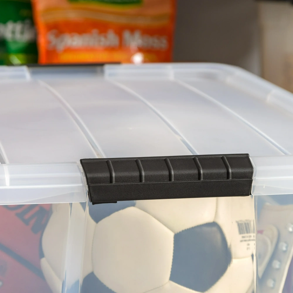 60 Qt. Plastic Storage Bins with Lids, Stackable Storage Containers, Totes, 4 Pack view 3