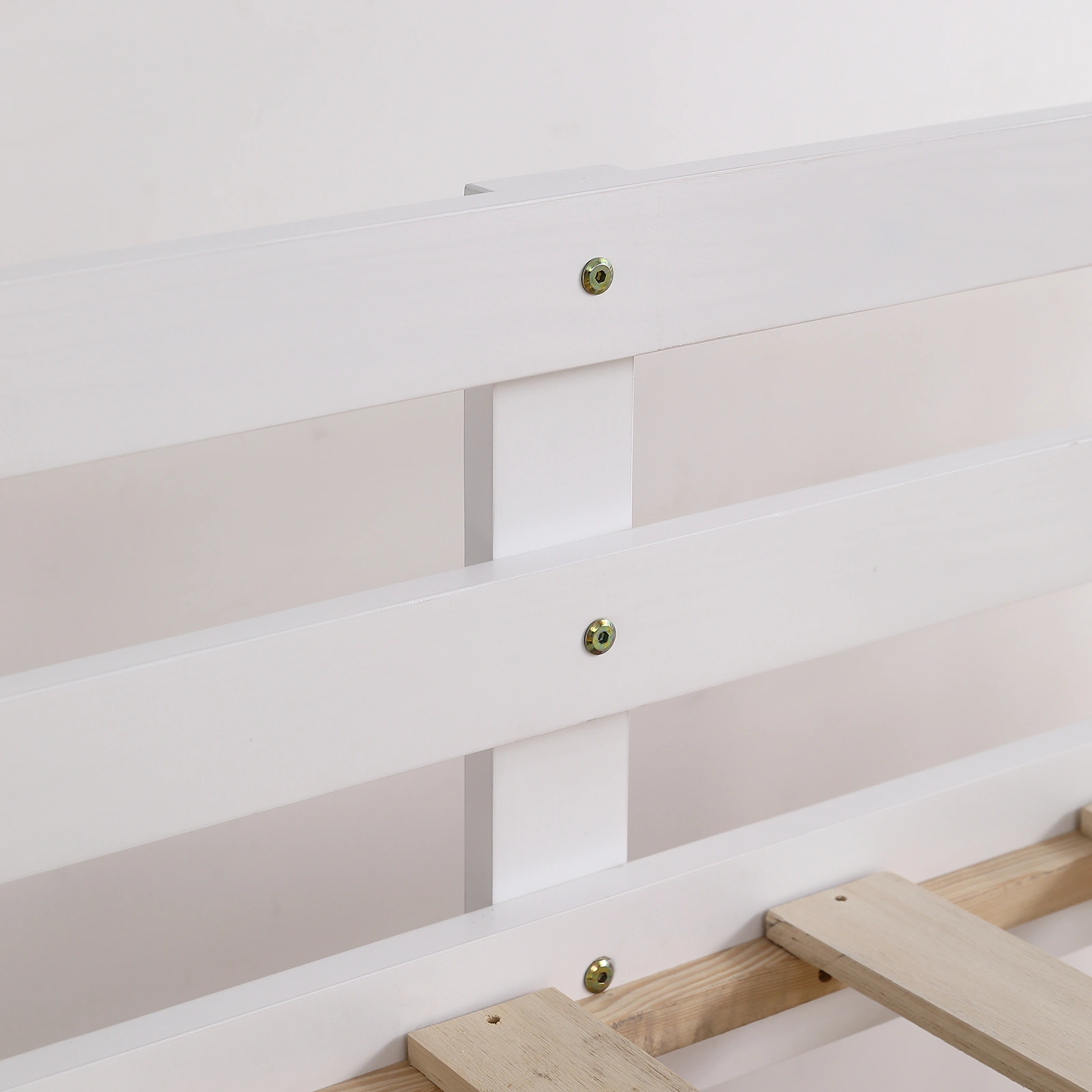 Elevated Cross Bracing Straight Ladder Twin Pine Wooden Bed White view 14