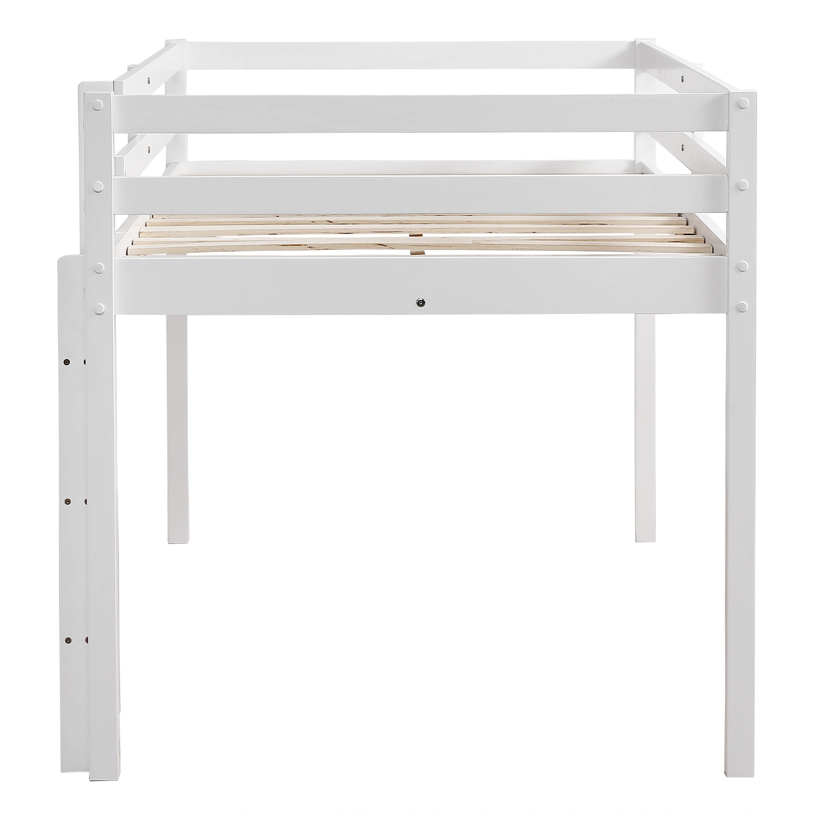 Elevated Cross Bracing Straight Ladder Twin Pine Wooden Bed White view 7