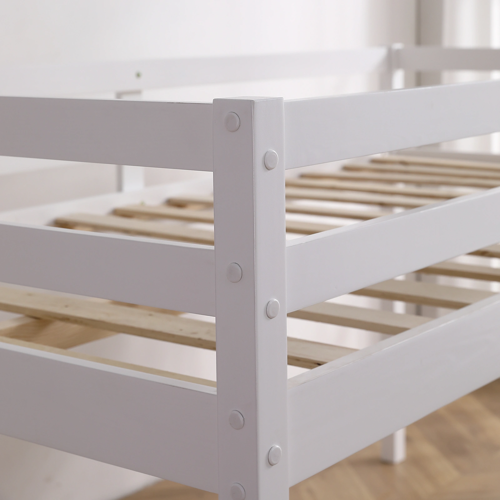 Elevated Cross Bracing Straight Ladder Twin Pine Wooden Bed White view 9