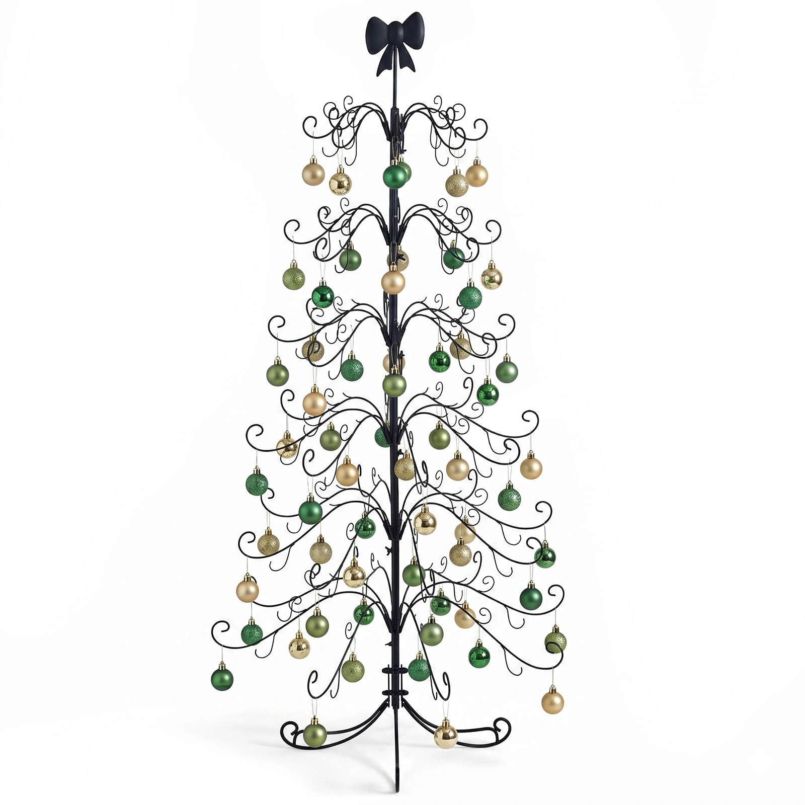 6ft Black PVC Metal Artificial Christmas Tree with Bow Topper, No Extra Ornaments, Daily Decor Tree view 2