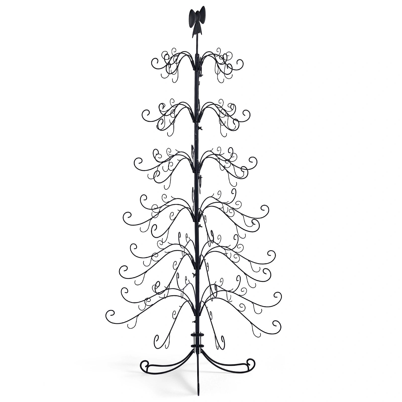 6ft Black PVC Metal Artificial Christmas Tree with Bow Topper, No Extra Ornaments, Daily Decor Tree view 4