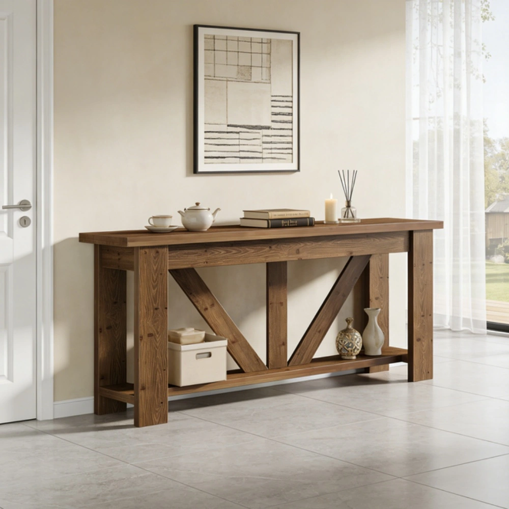 Modern Long Console Table, Narrow Entryway Sofa Table with Storage Shelf, Hallway Table for Living Room, Entryway, Bedroom, Hallway