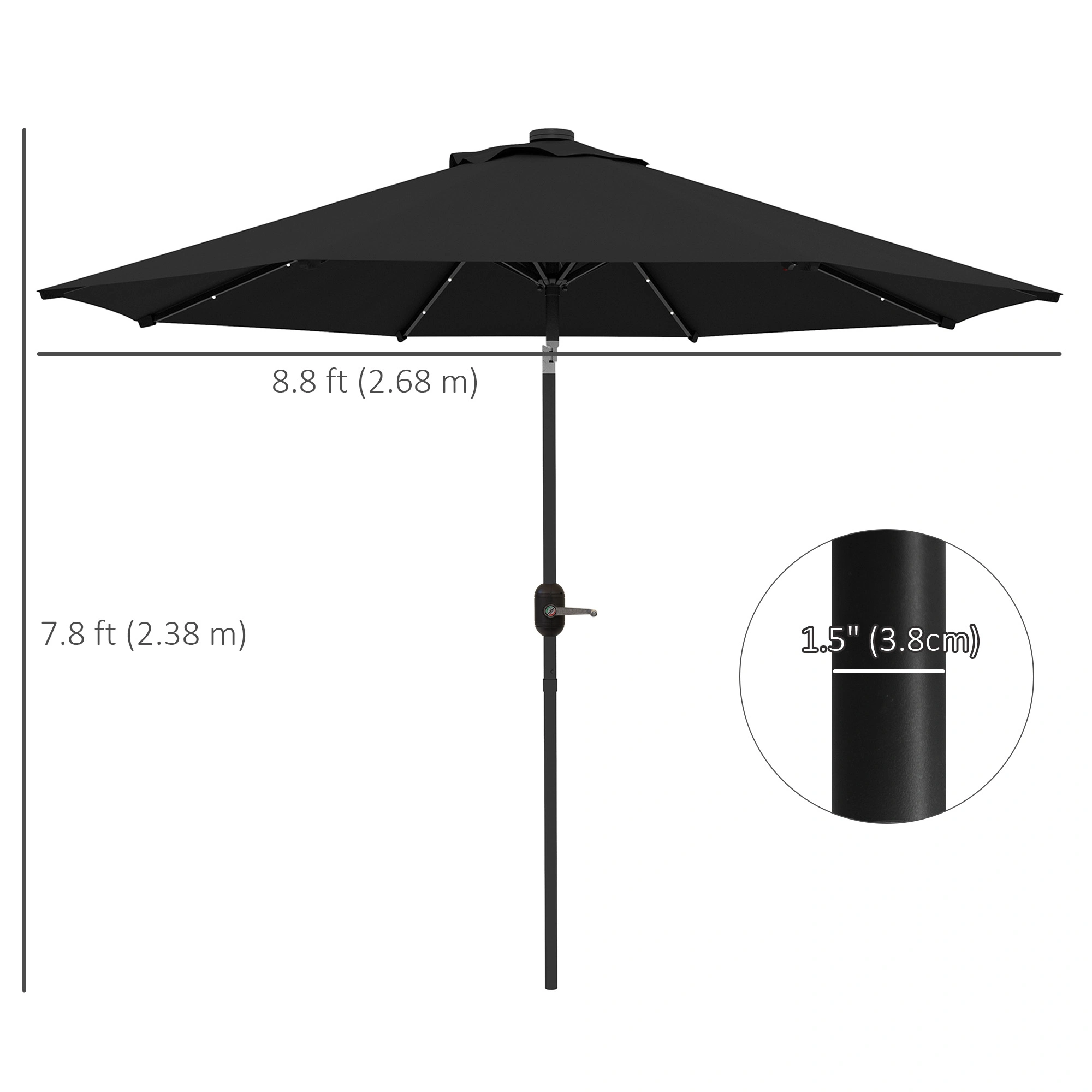 Outdoor Beach Umbrella 8FT Sun Umbrella Portable Portable Market Canopy for Patio view 3