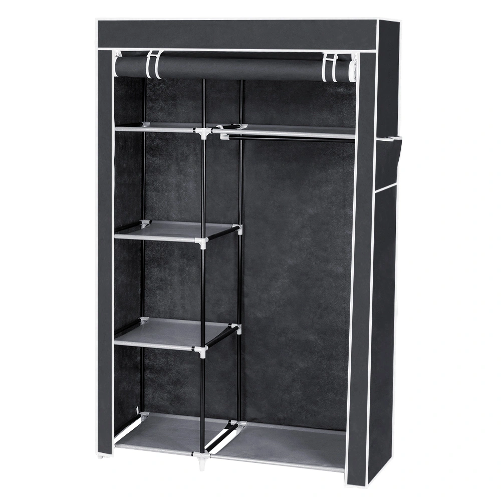 Portable Closet Organizer 64" Wardrobe Storage Rack with Shelves, Clothes Storage Solution - Gray