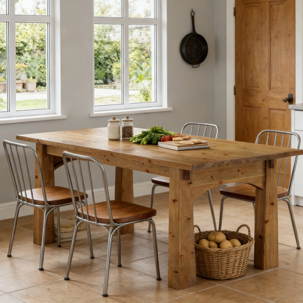 Modern Dining Table for 4-6 People, Rectangle Kitchen Table, Spacious Dining Room Table, Easy Assembly, Sturdy Design