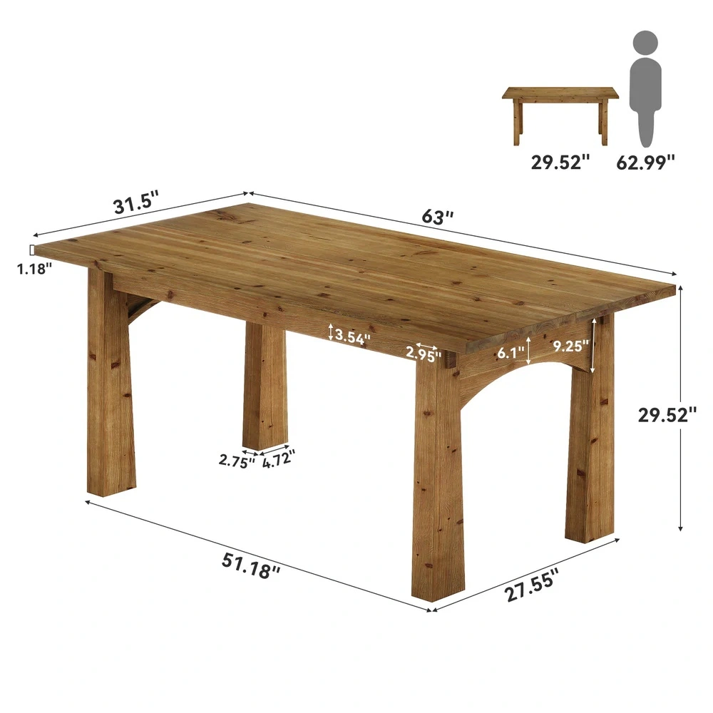 Modern Dining Table for 4-6 People, Rectangle Kitchen Table, Spacious Dining Room Table, Easy Assembly, Sturdy Design view 3
