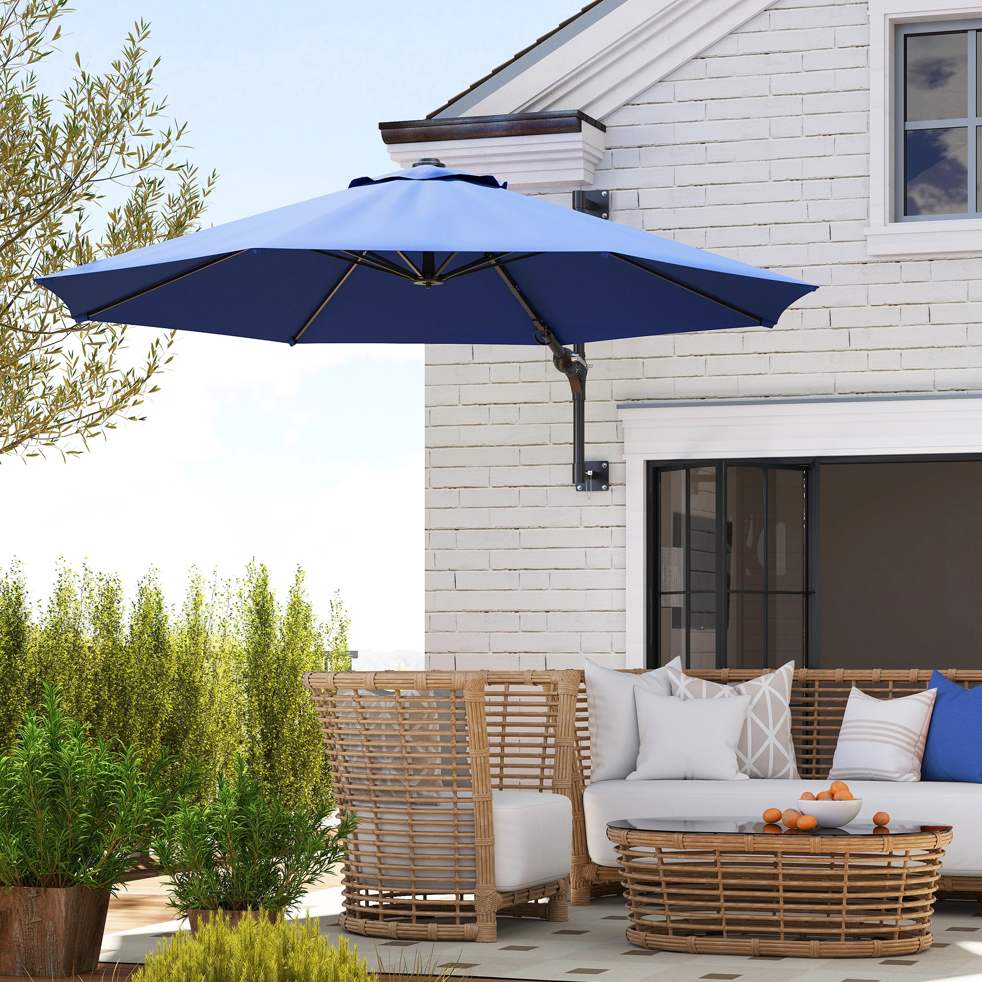 Wall Mounted Umbrella Holder Steel Outdoor Patio Parasol Stand Heavy Duty