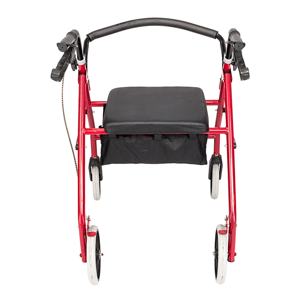 Iron Walker with Wheels Rollator Walking Frame Black Red for Seniors Elderly Mobility Support view 7