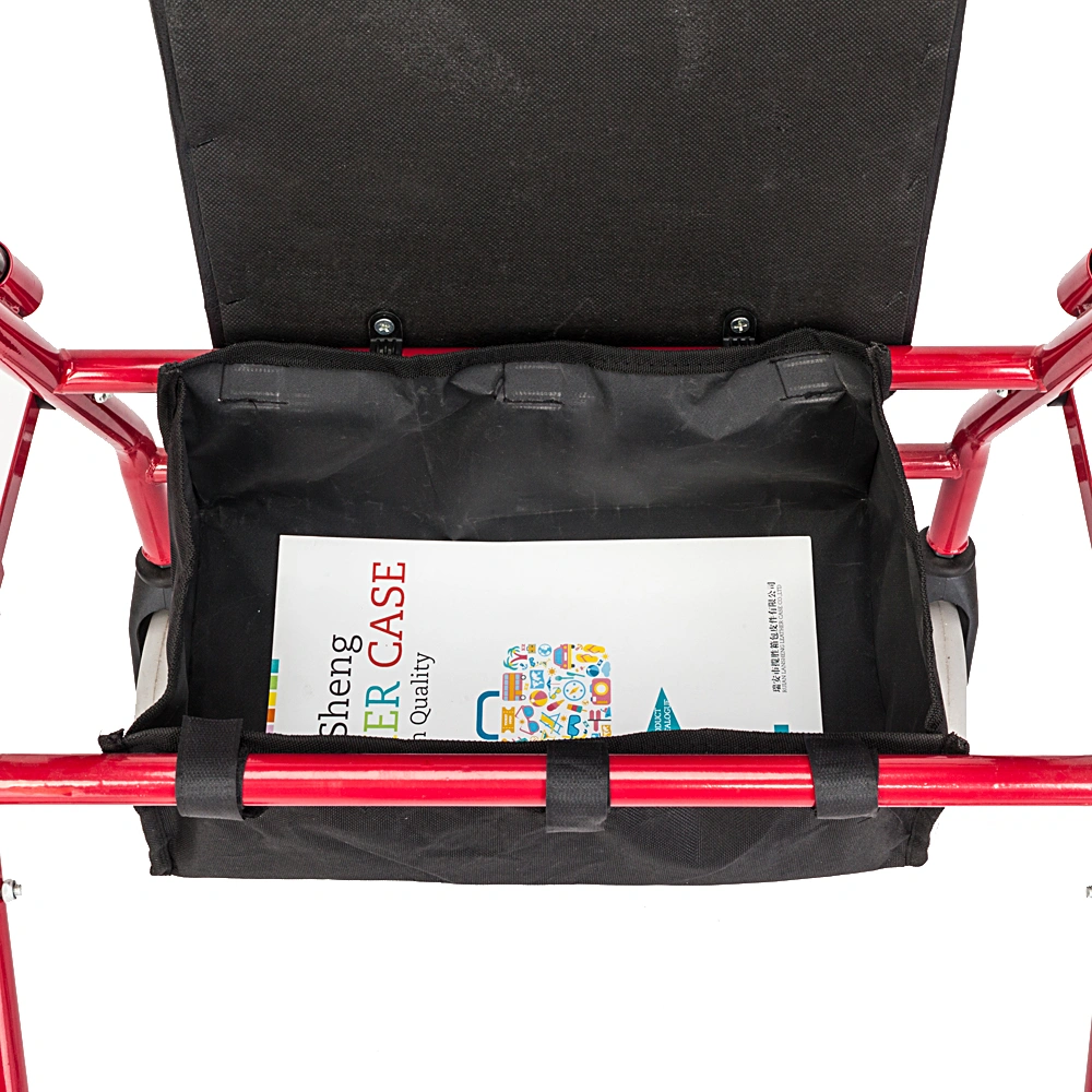 Iron Walker with Wheels Rollator Walking Frame Black Red for Seniors Elderly Mobility Support view 8