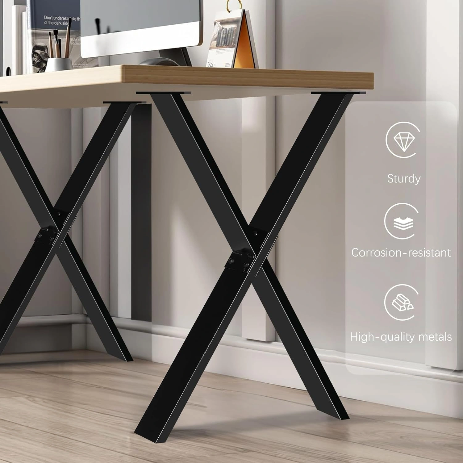 Metal Table Legs 71cm X Shape Table Frame DIY, Metal Furniture Legs for Dining Conference Coffee Table, Two-Piece view 2
