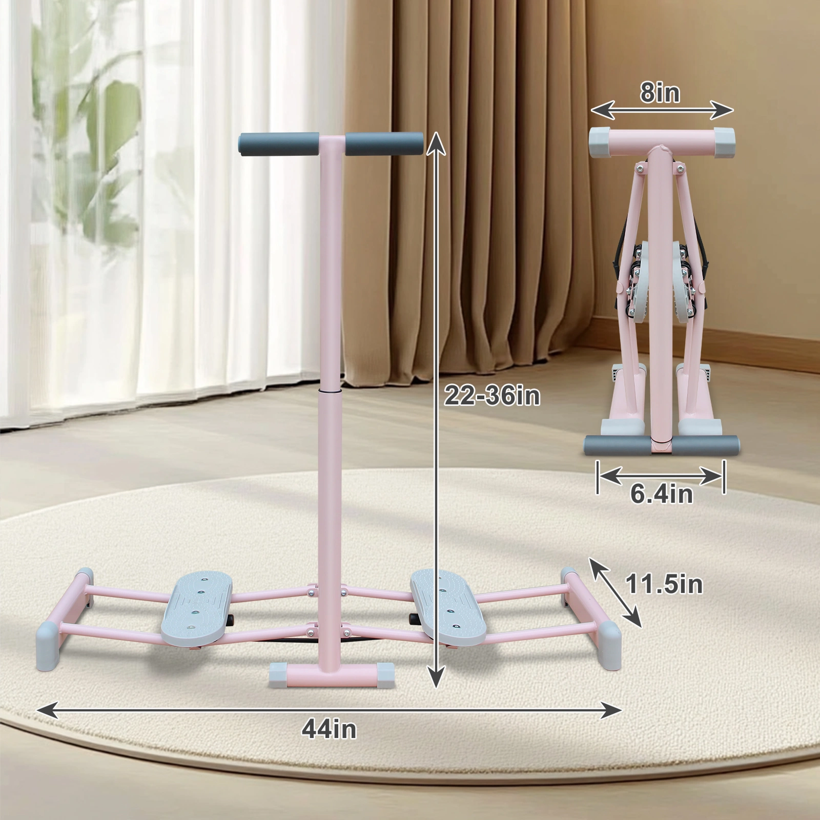 Foldable Ski Machine Simulator, 4-Level Adjustable Fitness Trainer with Non-Slip Pedal & Armrests, Pelvic Floor Exercise Equipment for Home view 5