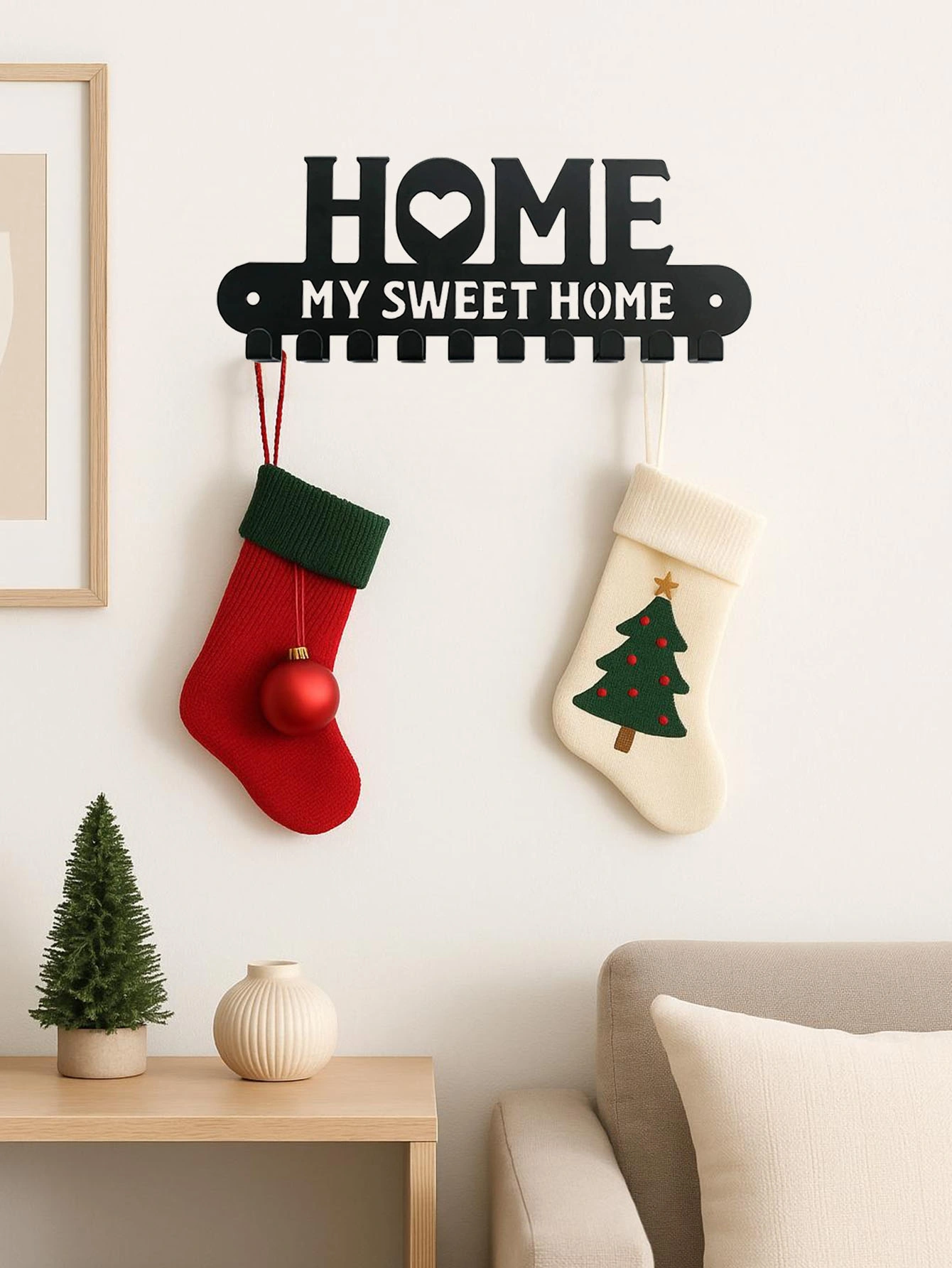 CIFbuy 2-in-1 Halloween Christmas Wall Key Holder with Sturdy iron Hooks Entryway Organizer Holiday Home Decor