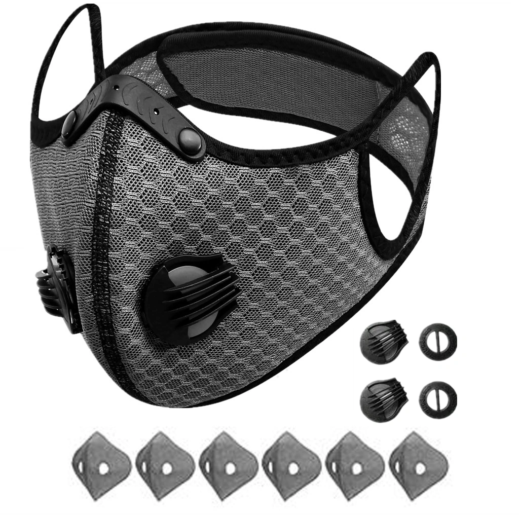 2 Pack Reusable Half Face Cover Mask with Filter, Grey Cycling Outdoor Sports Protective Mask view 4