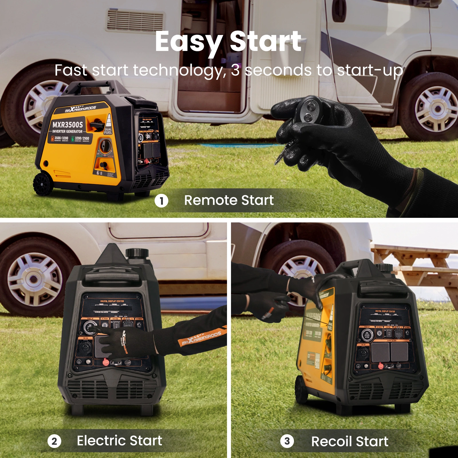 3200W/3.5KW Silent Petrol Inverter Generator, Dual Fuel LPG Portable 4-Stroke view 2