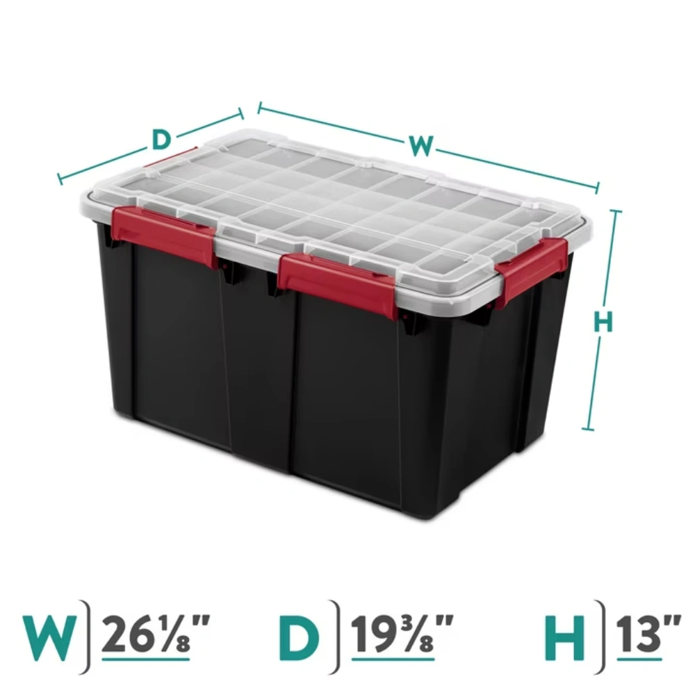 (2 pack)20 Gallon WaterProof Plastic Storage Bin with Lid, Gasket Seal and Durable Latches, Black(Shipment from Walmart) view 3