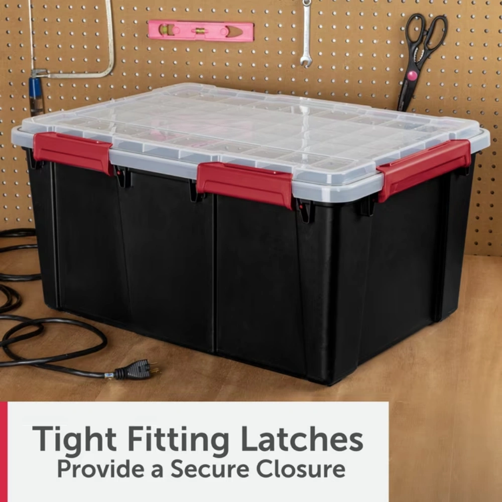 (2 pack)20 Gallon WaterProof Plastic Storage Bin with Lid, Gasket Seal and Durable Latches, Black(Shipment from Walmart) view 5