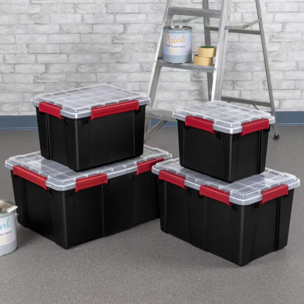 (2 pack)20 Gallon WaterProof Plastic Storage Bin with Lid, Gasket Seal and Durable Latches, Black(Shipment from Walmart) view 6
