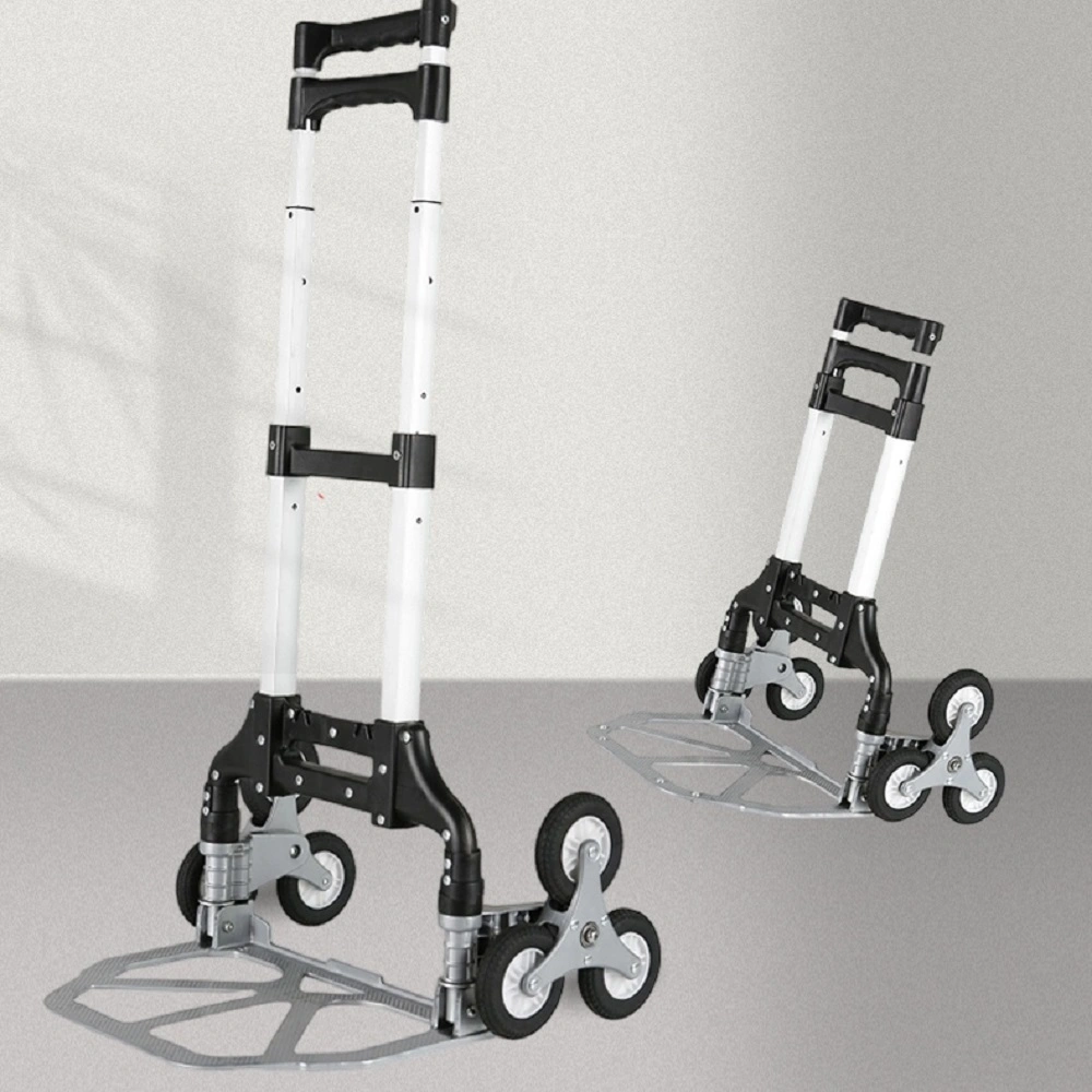 Foldable Aluminum Stair Climbing Hand Truck - 6-Wheel Trolley 75KG Load Portable Cargo Moving Dolly for Home Use view 5