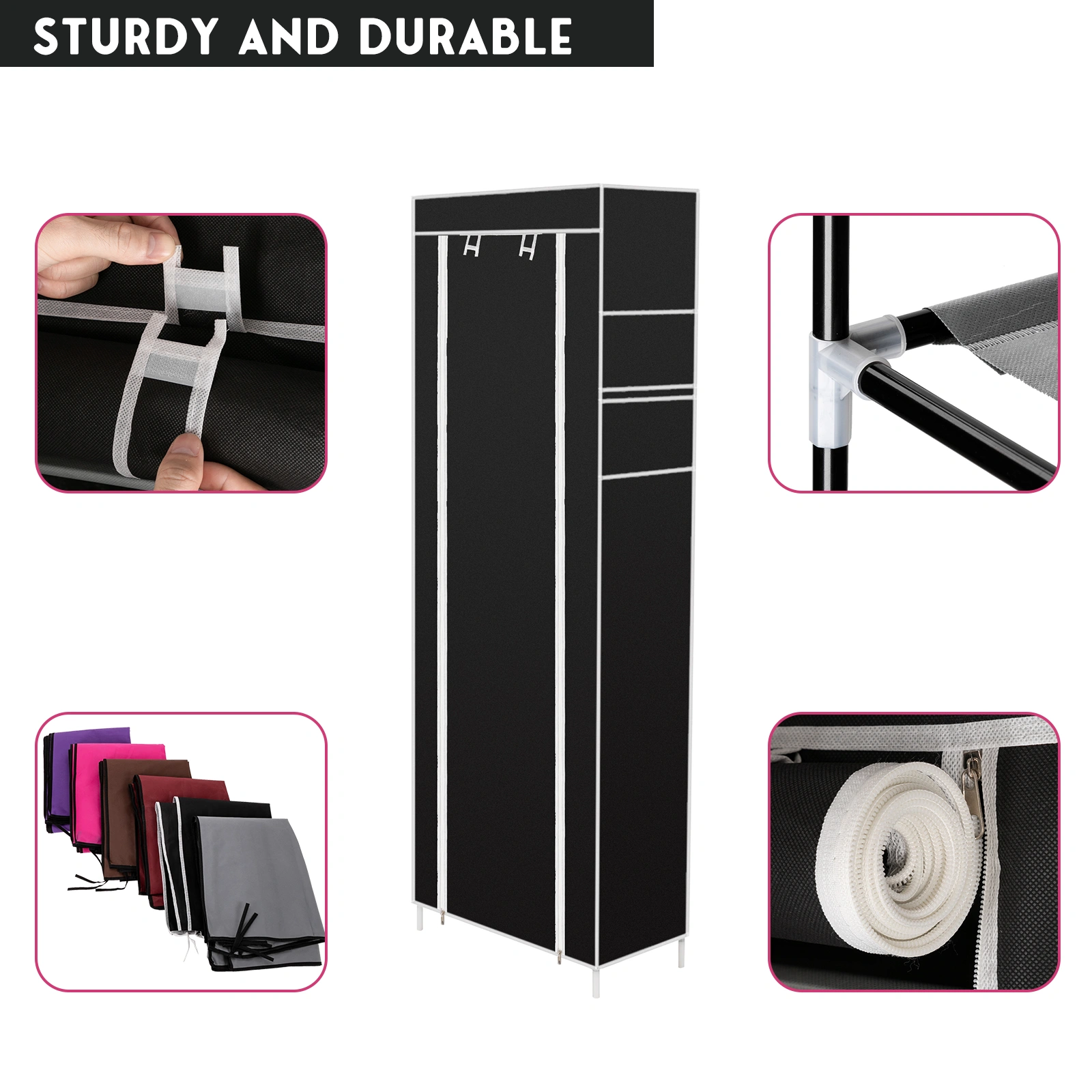 10-Tier Non-Woven Fabric Shoe Rack, 9-Cubby Shoe Organizer Storage Cabinet for Entryway, Closet, Hallway - Black view 3