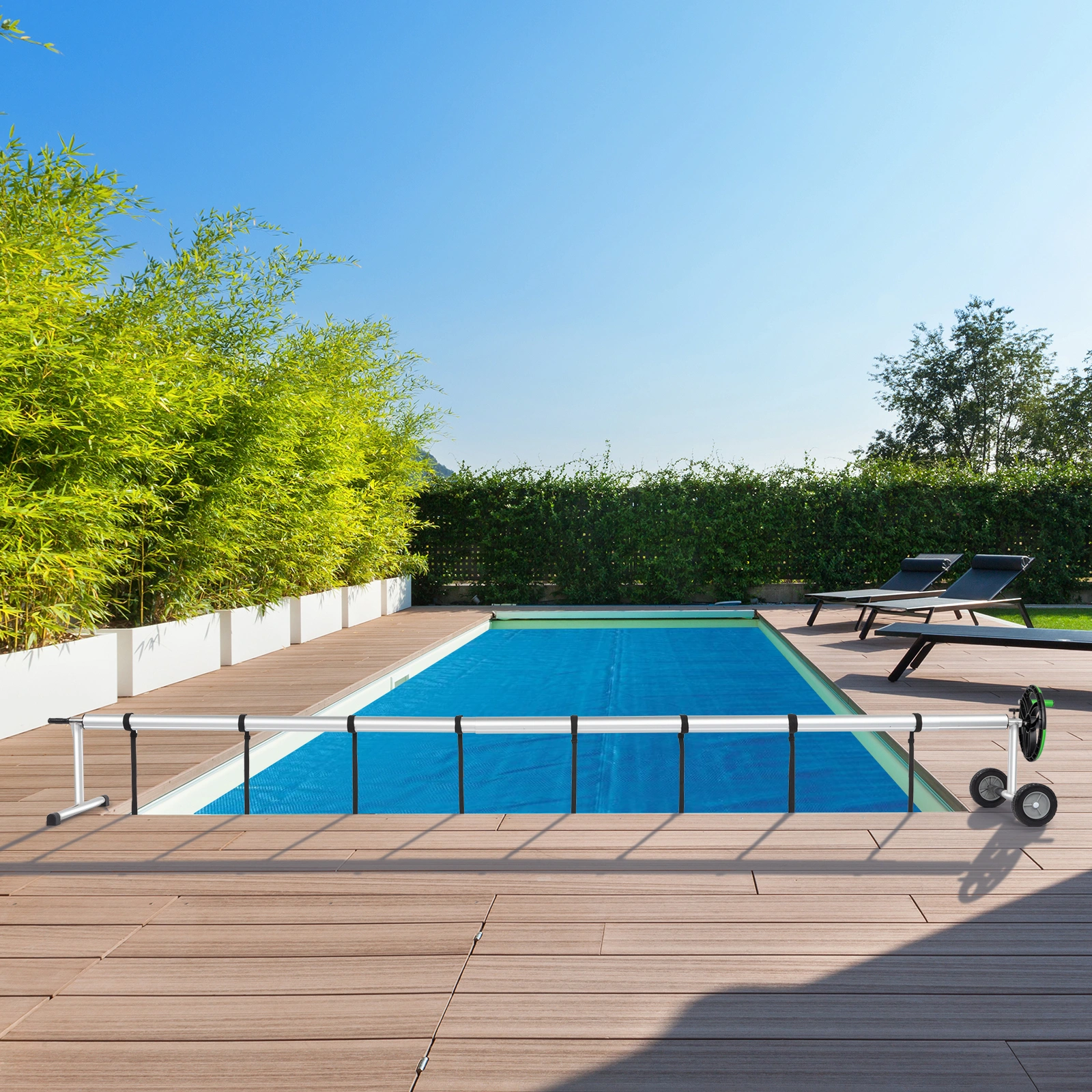 18 Ft Aluminum Inground Solar Cover Swimming Pool Cover Reel view 8