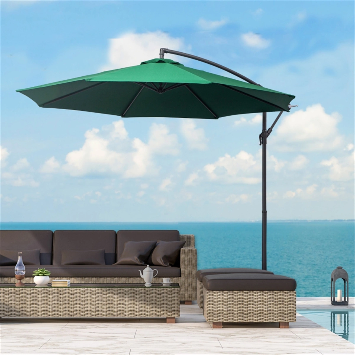 Large Outdoor Beach Umbrella with Tilt Top, UV Resistant Sun Umbrella for Patio, Poolside and Beach