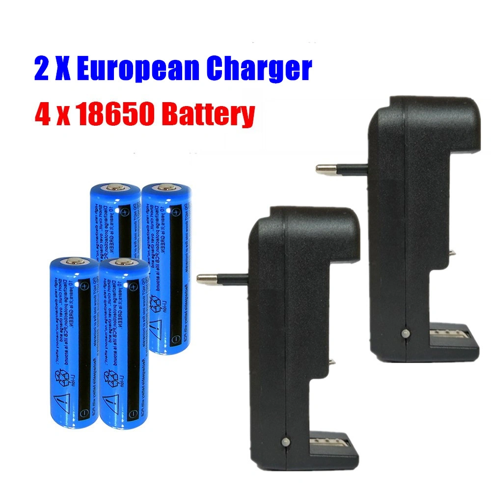 4pcs 3000mAh 18650 Rechargeable Battery 3.7V 3000mAh for Fashlight Headlamp 2-Pack EU Charger Bundle view 4