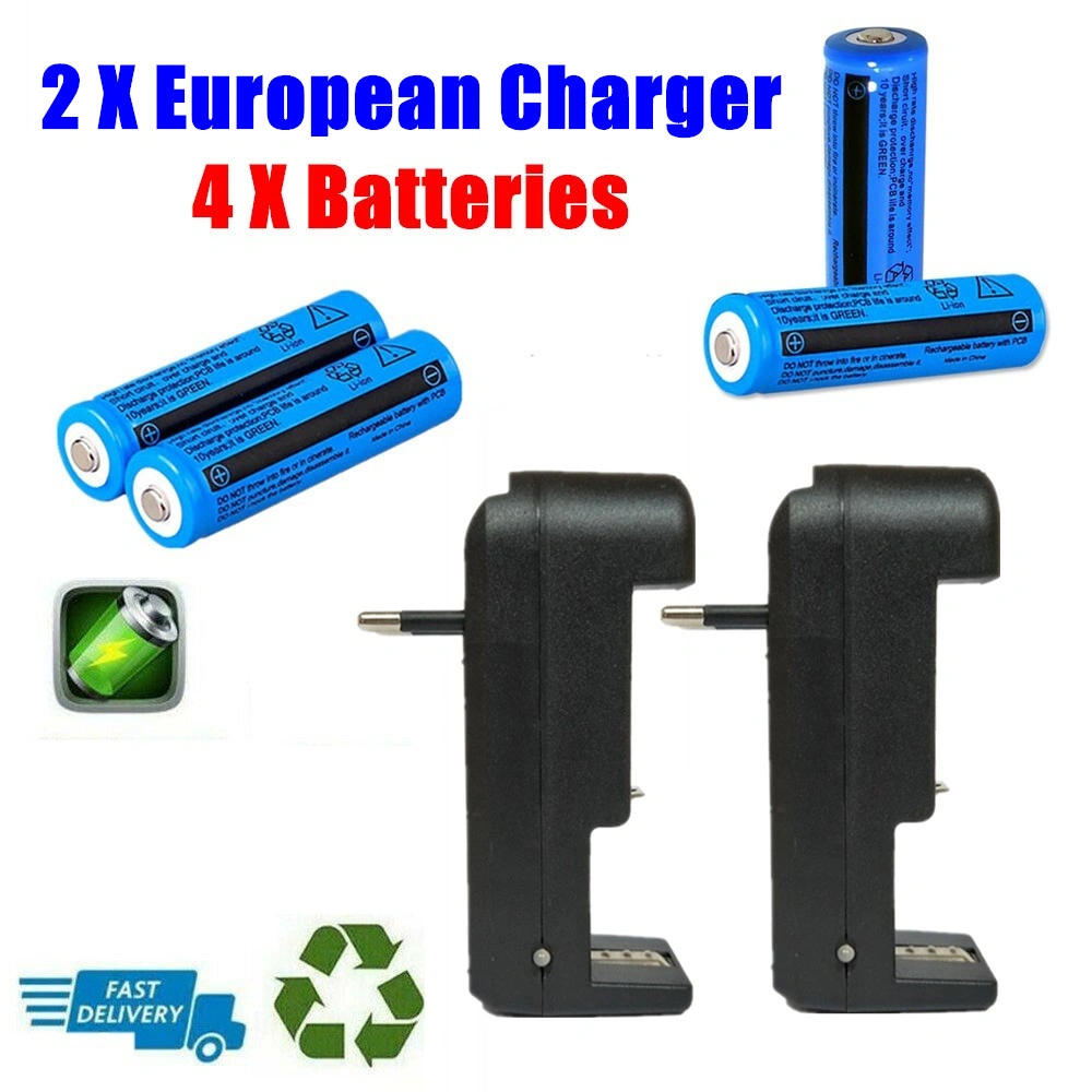 4pcs 3000mAh 18650 Rechargeable Battery 3.7V 3000mAh for Fashlight Headlamp 2-Pack EU Charger Bundle view 5