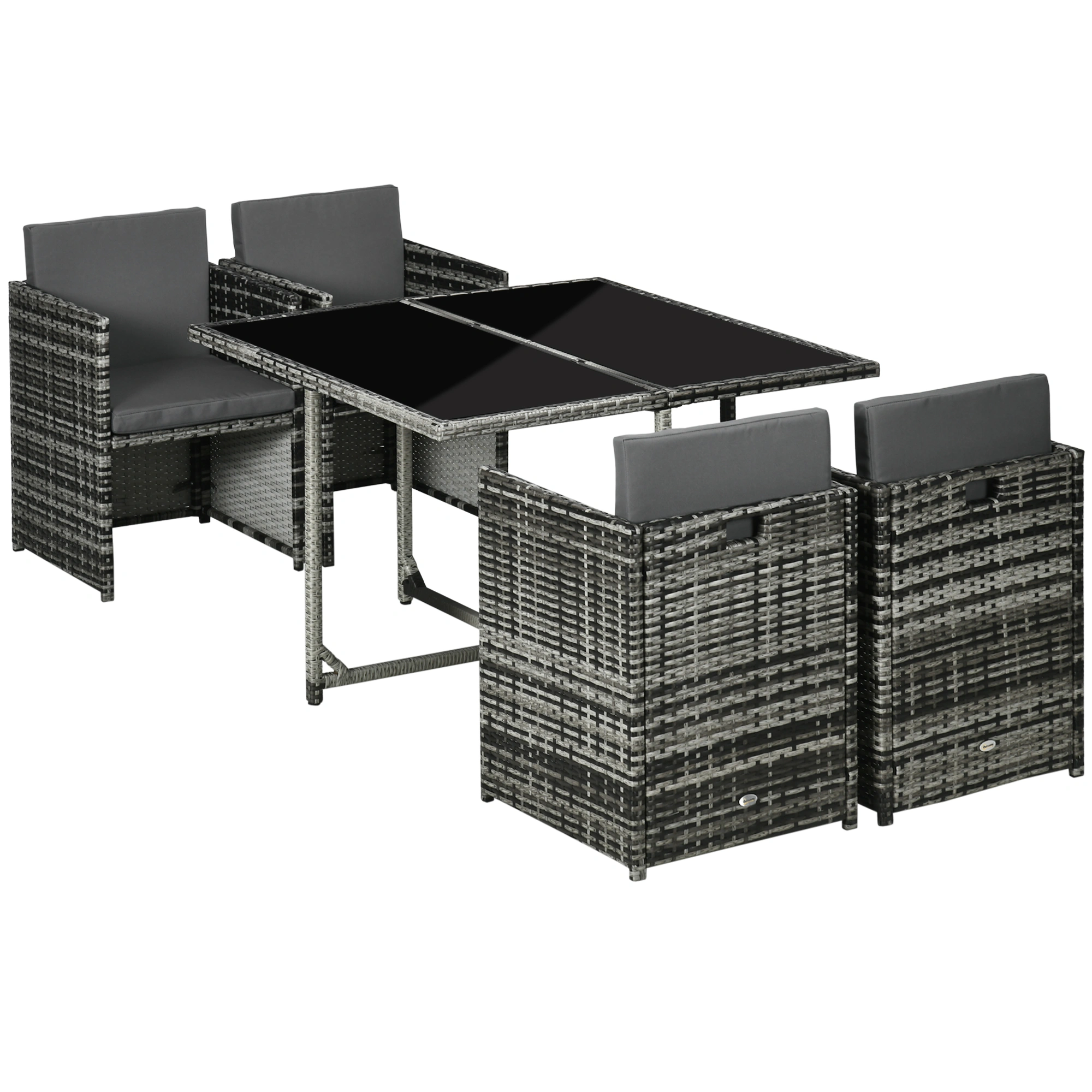 Patio Furniture Set 7-Piece Outdoor Wicker Sectional Couch with Removable Cushions Gray