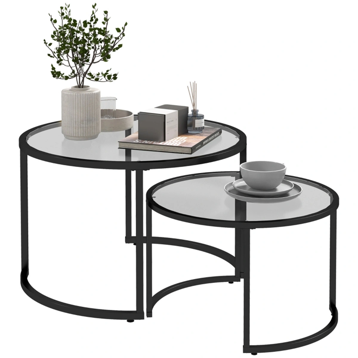 Modern Coffee Table Bar Table 2-in-1 Multi-Functional Living Room Side Table Home Decor Black Metal Frame view 3