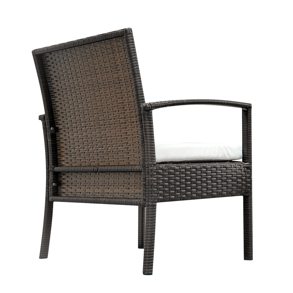 2pcs Arm Chairs 1pc Love Seat & Tempered Glass Coffee Table Rattan Sofa Set Brown Gradient view 3