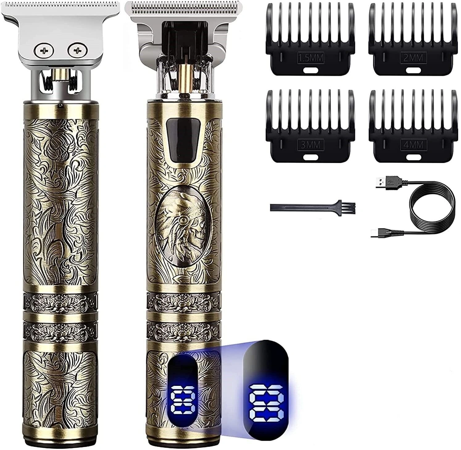 Professional Cordless Hair Clippers & Beard Trimmer Kit with LCD Screen Display, Rechargeable Men Grooming Tool view 5