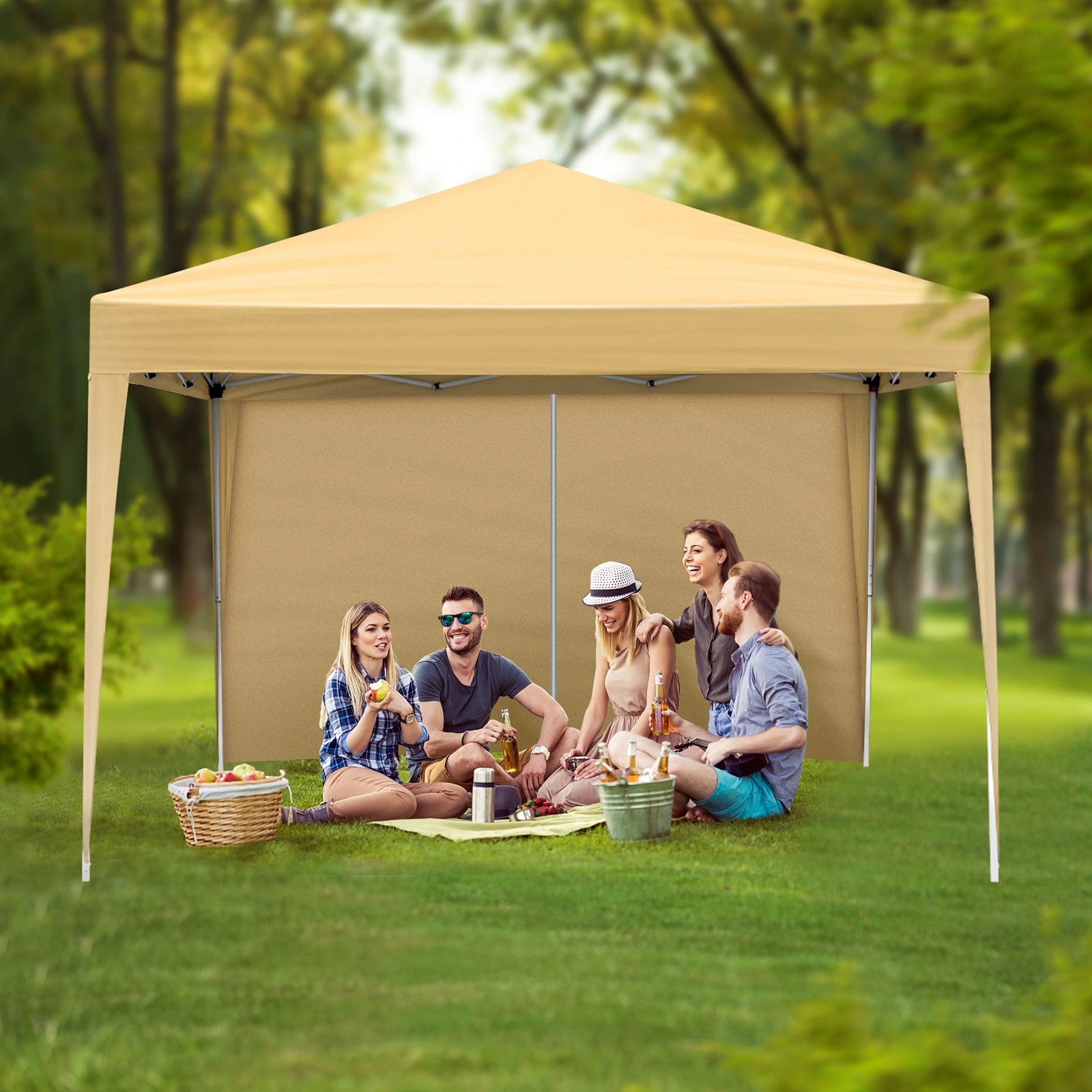 3 x 3m Two Doors & Two Windows Practical Waterproof Right-Angle Folding Tent Khaki view 17
