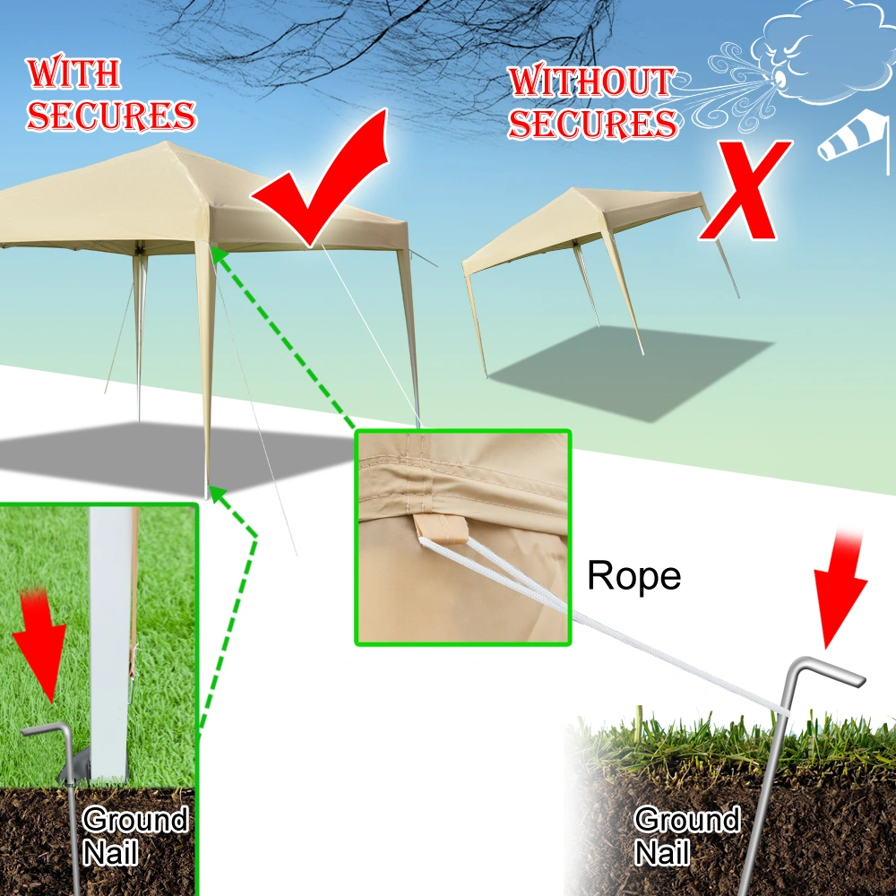 3 x 3m Two Doors & Two Windows Practical Waterproof Right-Angle Folding Tent Khaki view 32