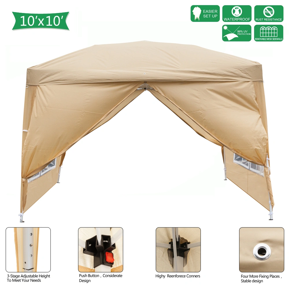3 x 3m Two Doors & Two Windows Practical Waterproof Right-Angle Folding Tent Khaki view 44