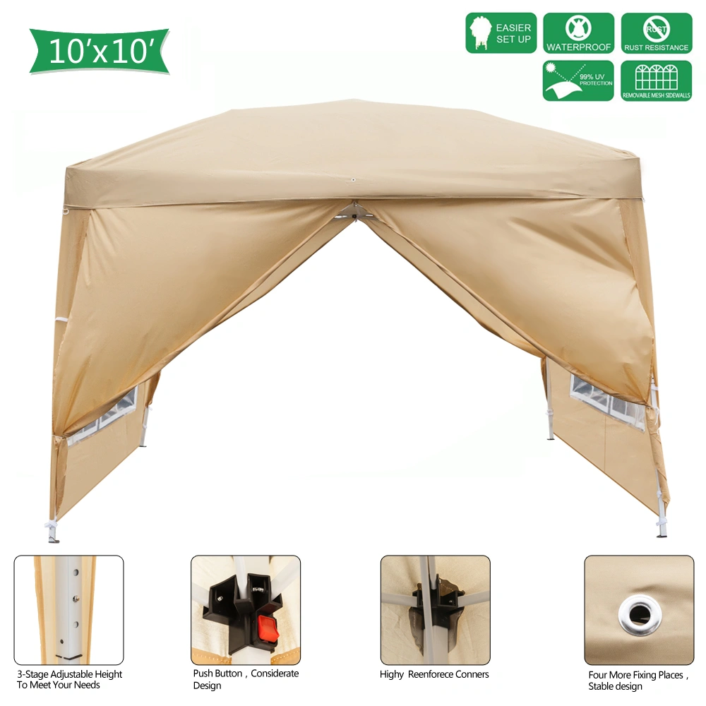 3 x 3m Two Doors & Two Windows Practical Waterproof Right-Angle Folding Tent Khaki view 56